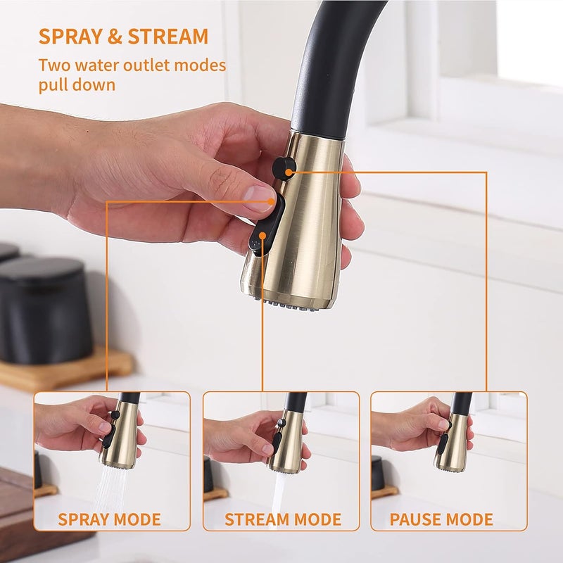 Keer Touchless Kitchen Faucet with Pull Down Sprayer, Motion Sensor Kitchen Faucet with Kitchen Soap Dispenser, Single Handle High Arc Pull Out Faucet for Kitchen Sink,Black and Polished Chrome - Image 4